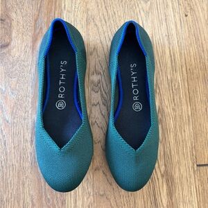 Rothy's Emerald Green Birdseye The Flat Round Toe Ballet Women’s Sz 8.5 Retired
